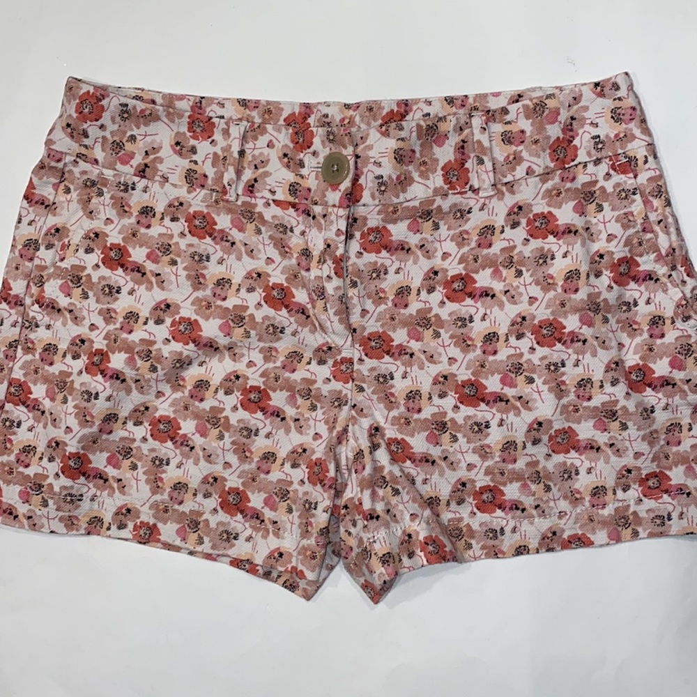 Ann Taylor Loft Riviera Shorts 5 Pockets Poppy Print EUC Size 2
